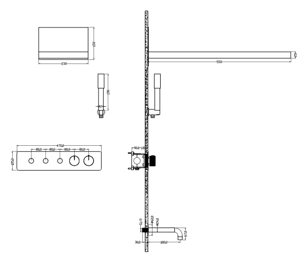 Душевой комплект со смесителем Boheme Fusion 131-2-CB брашированная медь с термостатом