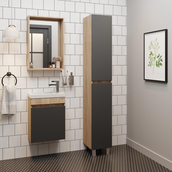 Пенал Onika Милтон 403078 30 см серый матовый и дуб сонома