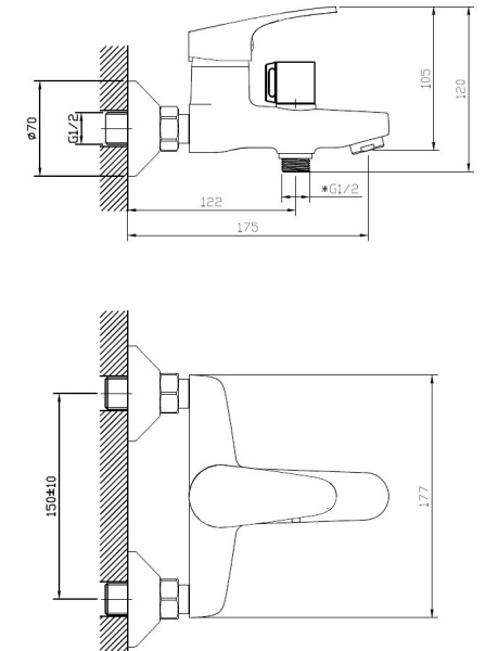 Смеситель для ванны Voda Splash SPL54 хром глянцевый