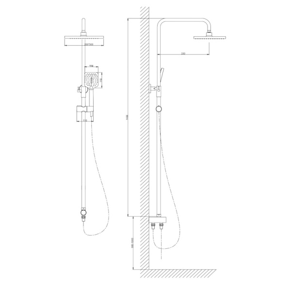 Душевая стойка со смесителем Voda VST1000-10Black черная матовая