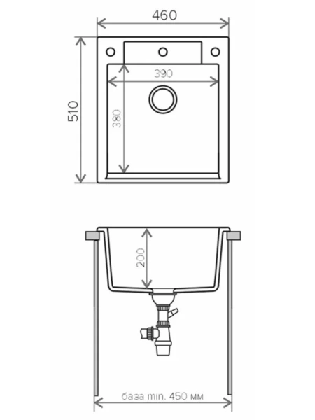 Мойка из искусственного камня Polygran Argo-460 444669 45 см серый
