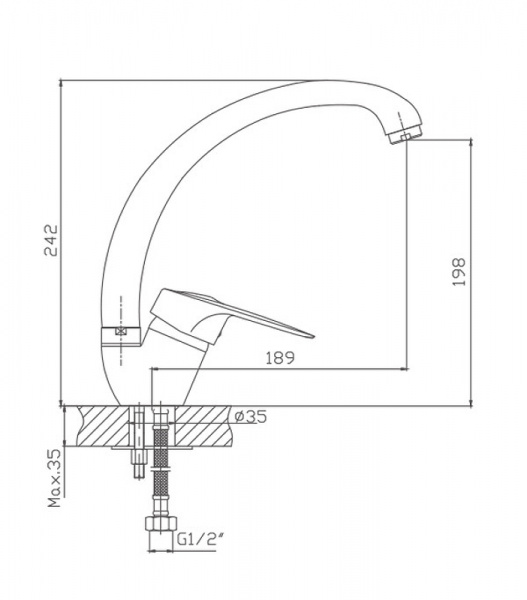 Смеситель для кухонной мойки Haiba CN4104 хром