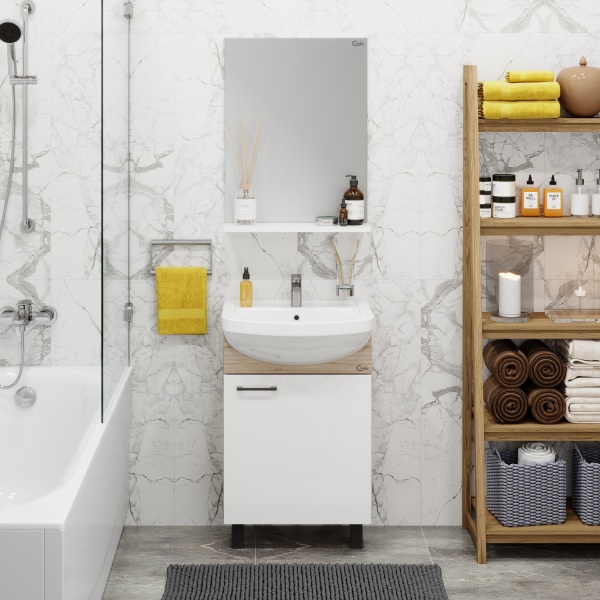 Тумба под раковину Onika Эко 105209 50 см белая (раковина Акватон 52)