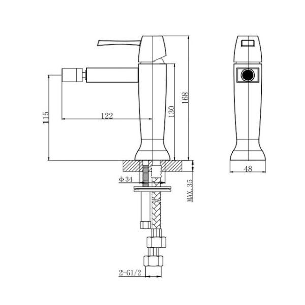 Смеситель для биде Caprigo Diamante 50-030-oro золото
