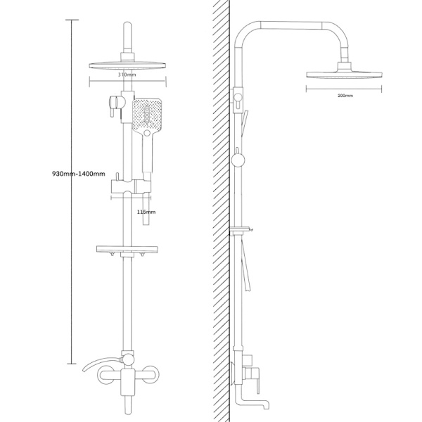 Душевая стойка со смесителем Voda VST111 хром глянцевая