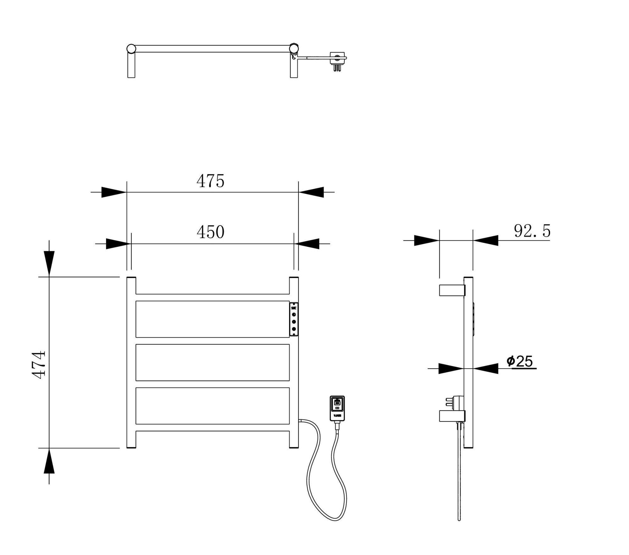 Полотенцесушитель электрический Wonzon & Woghand Bonn WW-AL404-BG золото брашированный