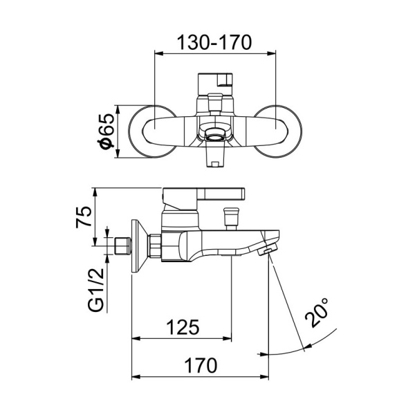 Смеситель для ванны Webert Doremi DR850102560 черный матовый