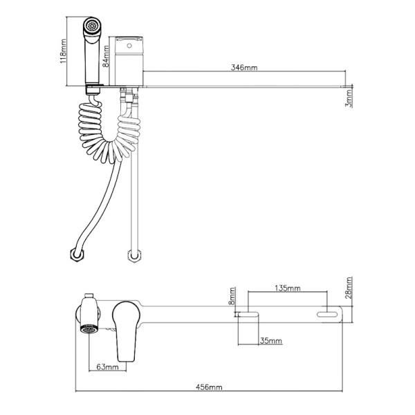 Смеситель гигиенический Voda Level LV10 хром глянцевый на борт унитаза