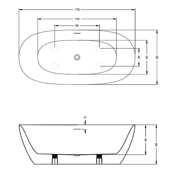 Ванна акриловая Riho Alpha 170x80 B092001005 отдельно стоящая
