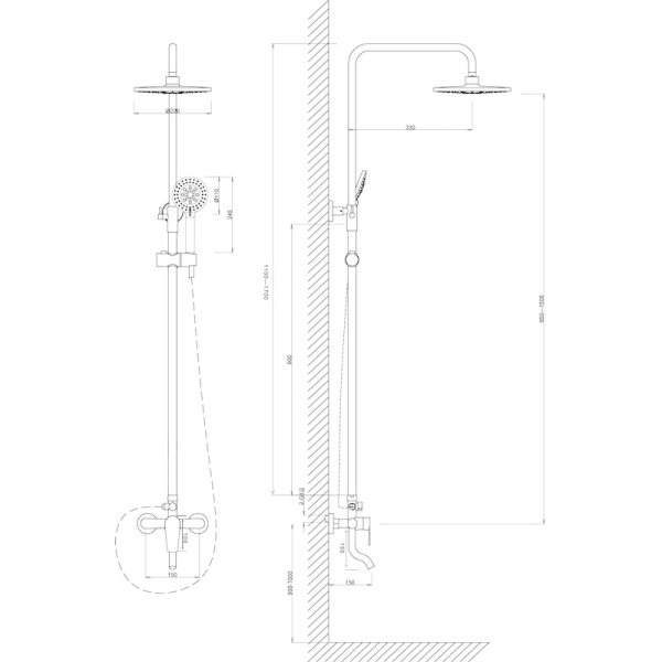 Душевая стойка со смесителем Voda Fairway VST3300-3 хром глянцевая