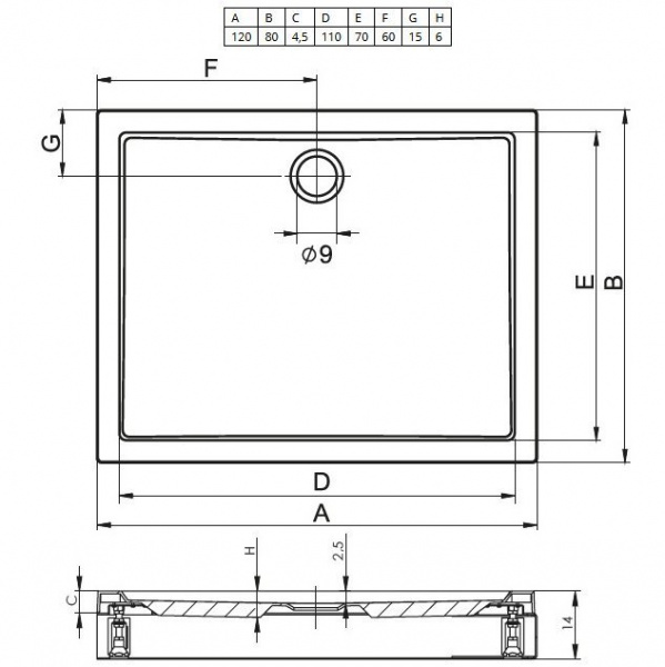 Душевой поддон Riho Davos 80x120 D002014005 белый