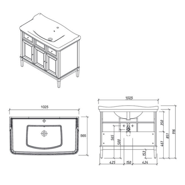 Тумба с раковиной Caprigo Jardin 10423 100 см напольная (дерево, эмаль)