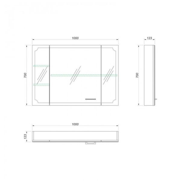Зеркальный шкаф Kакса-А Sharm 005342 100 см синий
