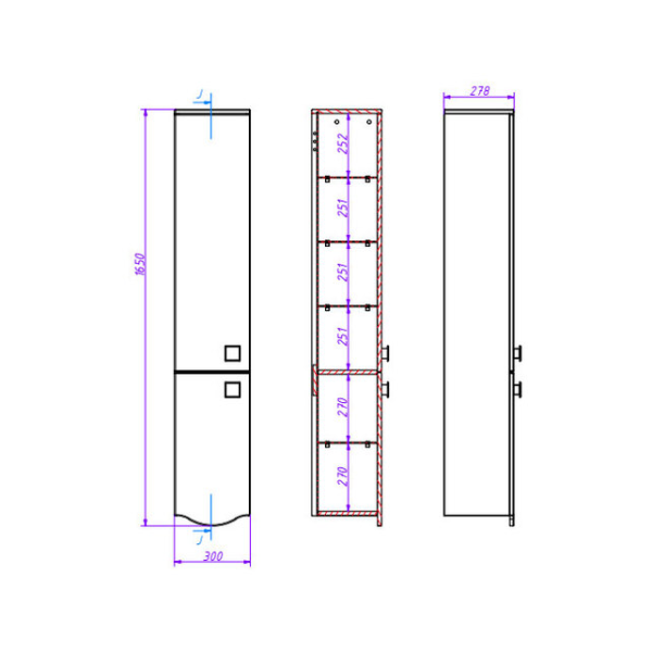 Шкаф Caprigo Nokturn 1352L 30 см L подвесной (ламинация)