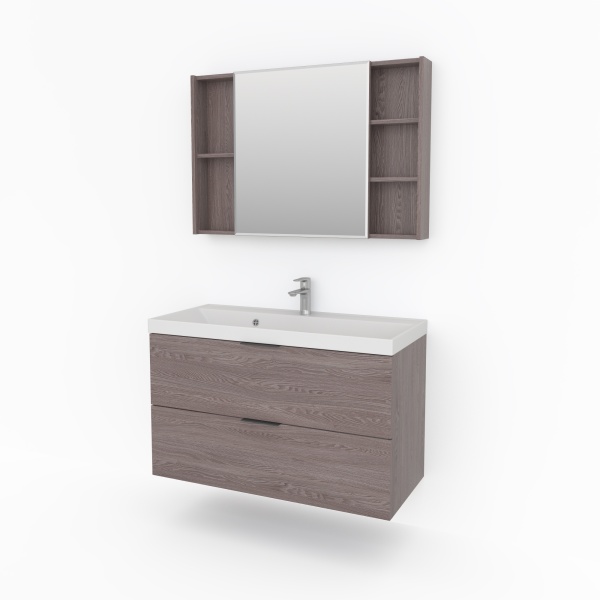 Зеркальный шкаф Kакса-А Novella 005354 100 см ясень анкор темный