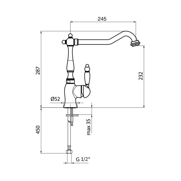 Смеситель для кухонной мойки Webert Valentino VA920302065 бронза матовый