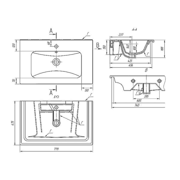 Мебельная раковина Caprigo Эйфория-80 80 см белая