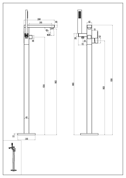 Смеситель напольный Boheme Qubic 479-CR хром