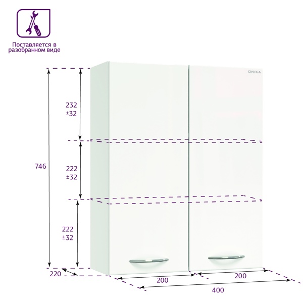 Шкаф Onika Кредо 304002 40 см белый разборный