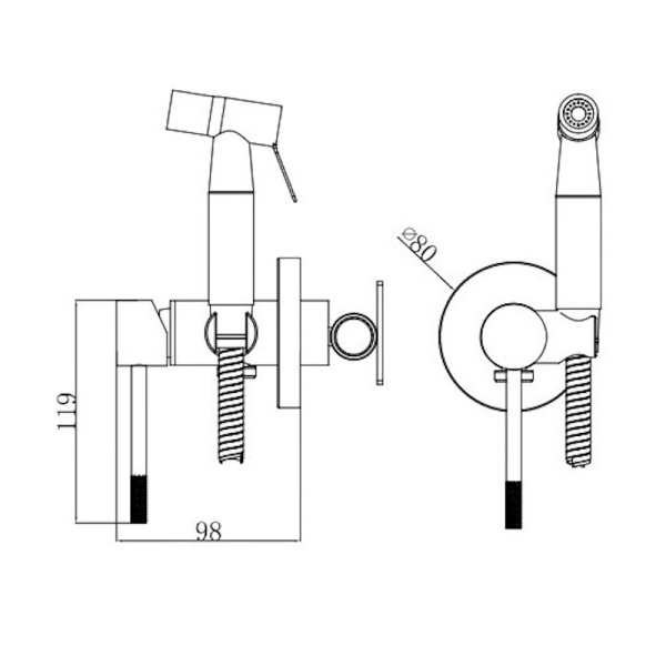 Смеситель гигиенический Voda Vessel Gold VSL01G золотой сатин матовый встраиваемый