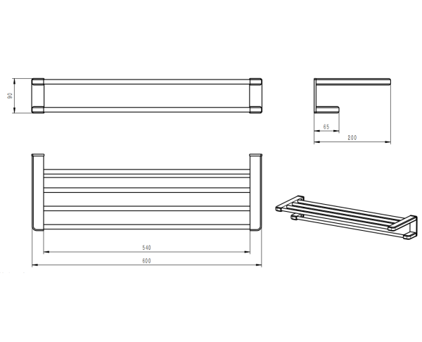 Полотенцедержатель Wonzon & Woghand WW-V3902-MB черный матовый с полкой