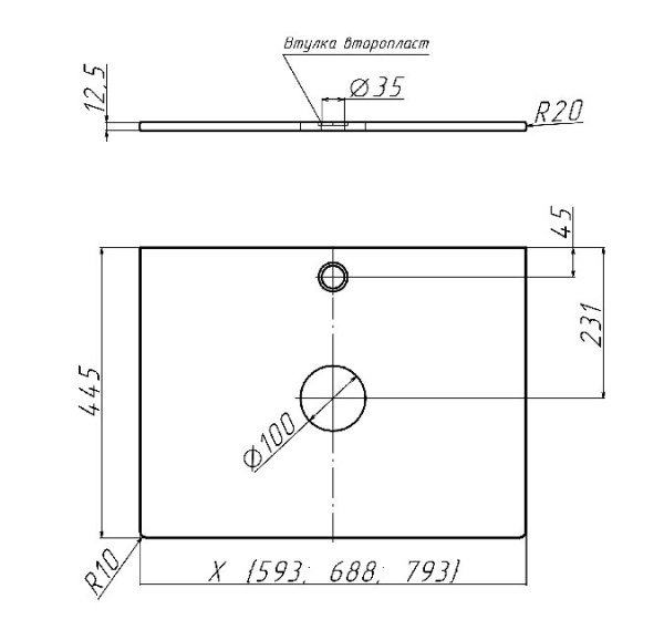 Столешница Velvex Klaufs StKLA.70.R1.KT-92 сосна с черным влагостойкая