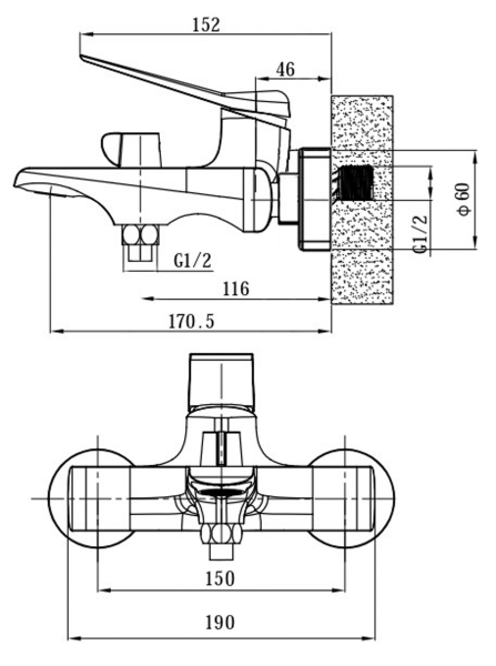 Смеситель для ванны Esko Shanghai SHA54 хром глянцевый
