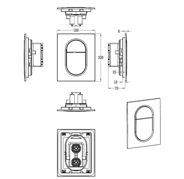 Кнопка смыва Wonzon & Woghand WW-IB257-CR хром пневматическая