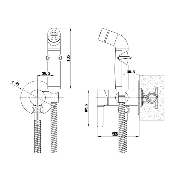 Смеситель гигиенический Esko Sochi Gold SMHSCGold золотой сатин матовый встраиваемый