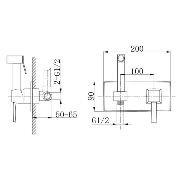 Смеситель гигиенический Caprigo Diamante 50-130-oro золото