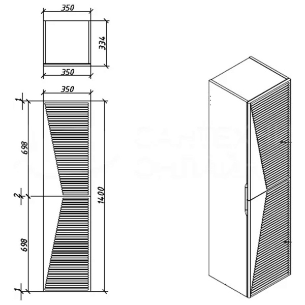 Пенал Caprigo Modo Terza 35651R-RF15 35 см R скайрос