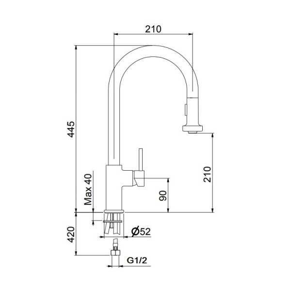 Смеситель для кухонной мойки Webert Sidney SY940302564 черный с хромом матовый