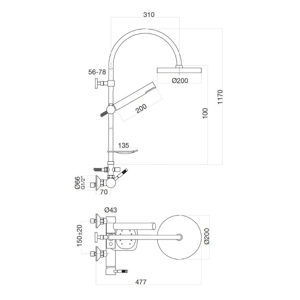 Душевая стойка со смесителем Webert Rimini RI870105740 хром глянцевый