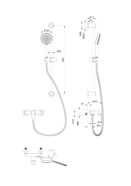 Смеситель для душа Wonzon & Woghand WW-AE3103-MW белый матовый с гарнитуром