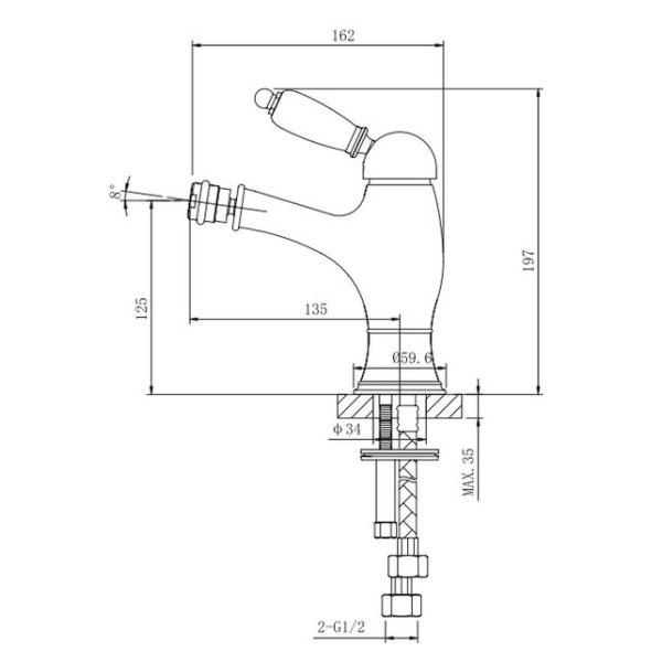 Смеситель для биде Caprigo Adria-Uno 02-533-crm хром