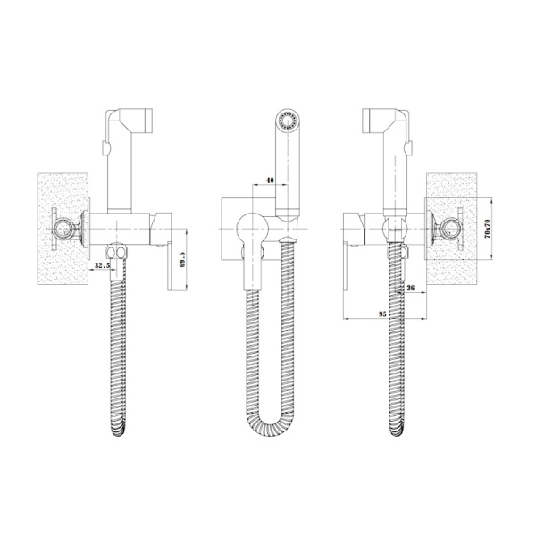 Смеситель гигиенический Esko SMH06 Black черный матовый встраиваемый