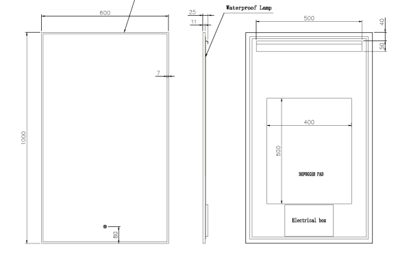 Зеркало Armadi Art Modern 60x100 569-MG с подсветкой с сенсорным выключателем матовое золото