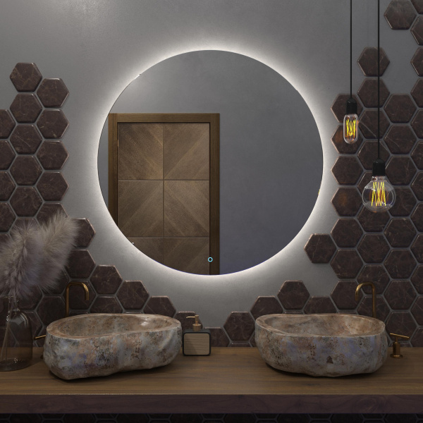 Зеркало Onika Сола 80x80 208097 белое с подсветкой и сенсором