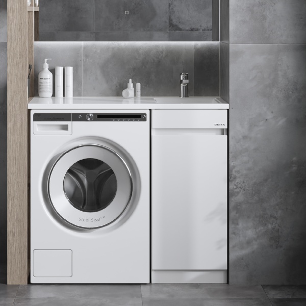 Тумба под стиральную машину Onika Милтон Нова 103803 40 см белая напольная (раковина Марсал 100)