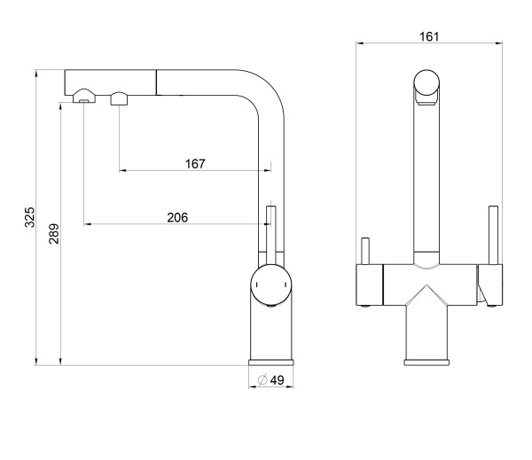 Смеситель для кухонной мойки Wonzon & Woghand WW-88458018-CR хром глянцевый с выдвижным изливом и подключением фильтра
