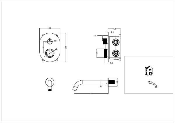 Встраиваемый смеситель Boheme Tech 154-CB брашированная медь