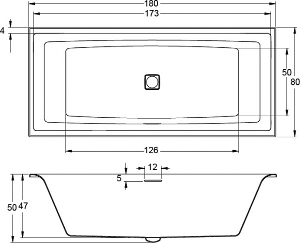 Ванна акриловая Riho Still Square 180x80 B099035005 пристенная