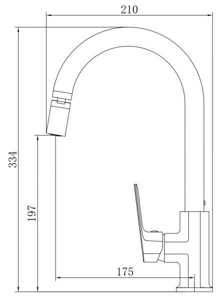 Смеситель для кухонной мойки Voda Surf Black SF519BAR черный матовый с аэратором на шарнире