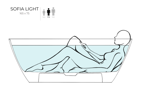 Ванна из литьевого камня Salini Sofia Light 165x75 103711GF окрашивание по RAL Classic глянцевая отдельно стоящая