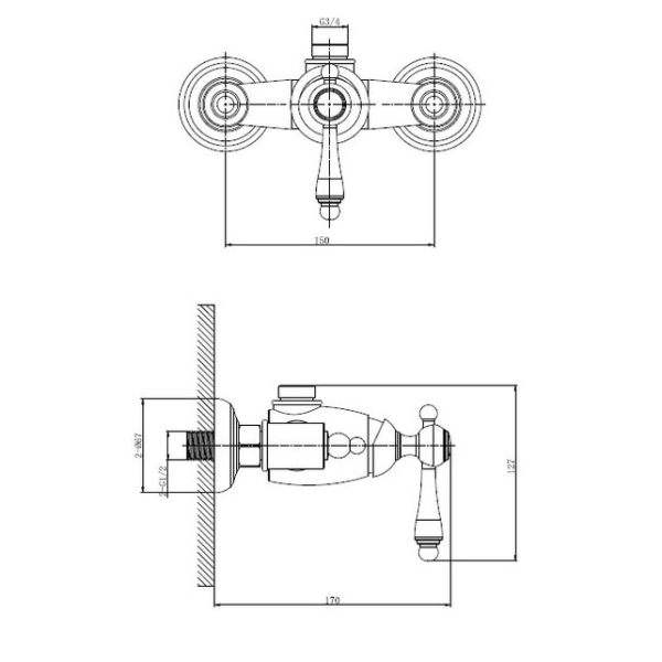 Смеситель для душа Caprigo Fonte 12-517-vot бронза