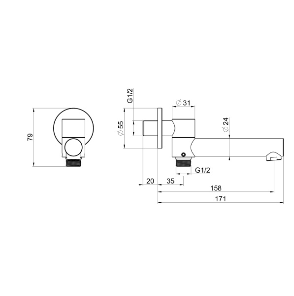 Излив для ванны Wonzon & Woghand WW-88SZ10-CR хром глянцевый с дивертором