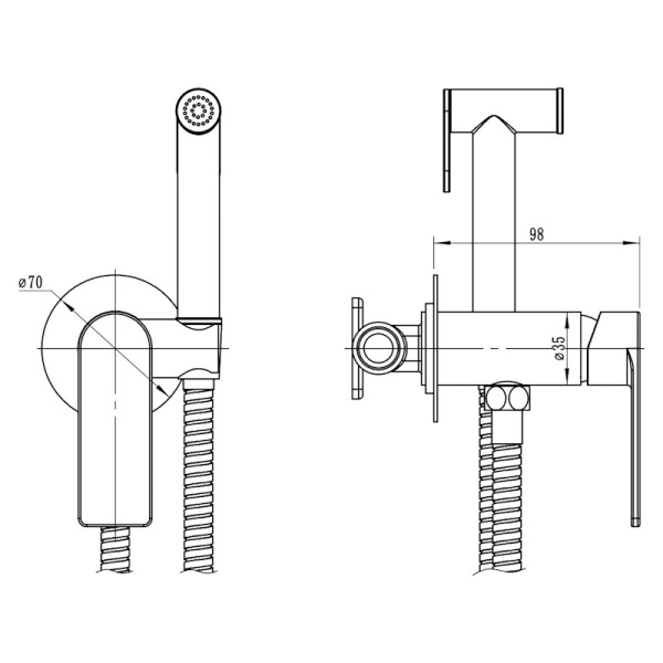 Смеситель гигиенический Voda Neva NVSMHRG розовое золото глянцевый встраиваемый