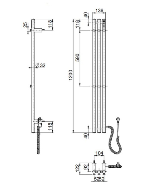 Полотенцесушитель электрический Wonzon & Woghand Kassel WW-AL72312-MB черный матовый