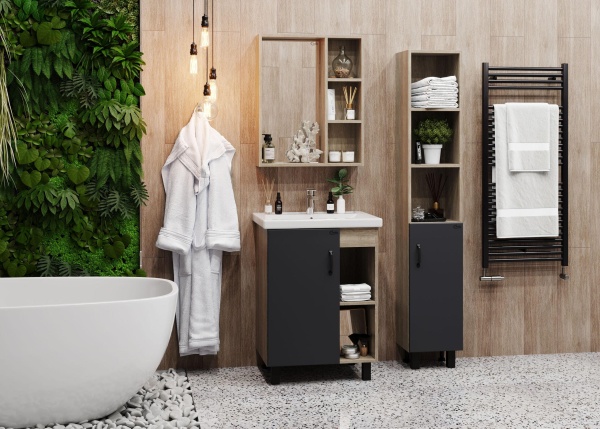 Пенал Onika Тимбер 403067 30 см R серый матовый и дуб сонома