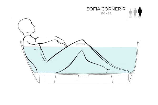Ванна из литьевого камня Salini Sofia Corner 170x85 R 102514G белая глянцевая угловая
